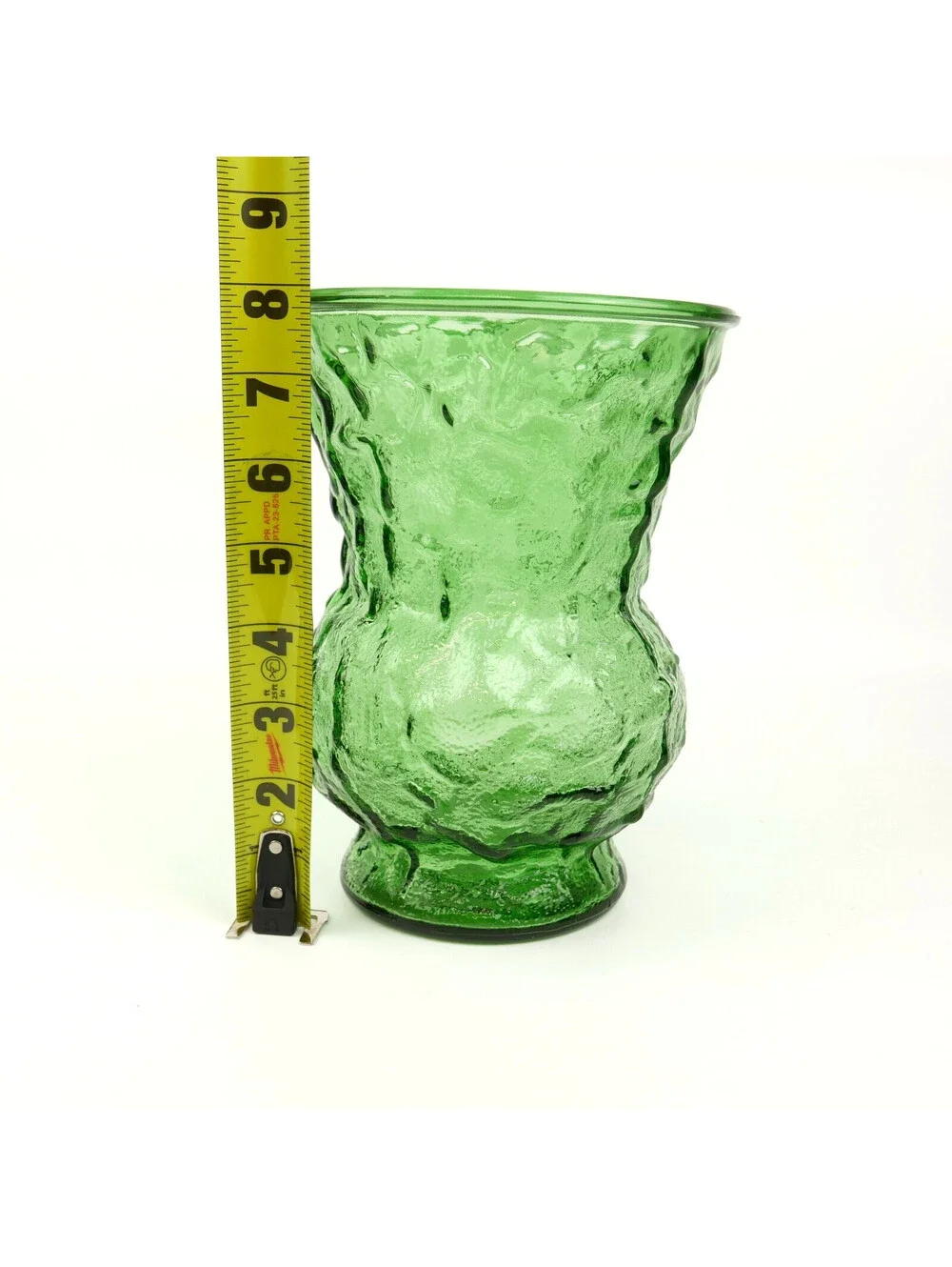 Vintage EO Brody G109 Emerald Green Crinkle Glass Vase MCM Cleveland USA 8